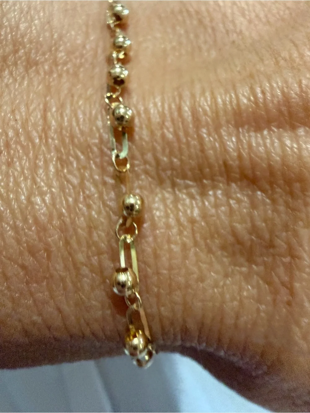 18K Solid Gold Italian Bead Link Bracelet | Adjustable | Certified
